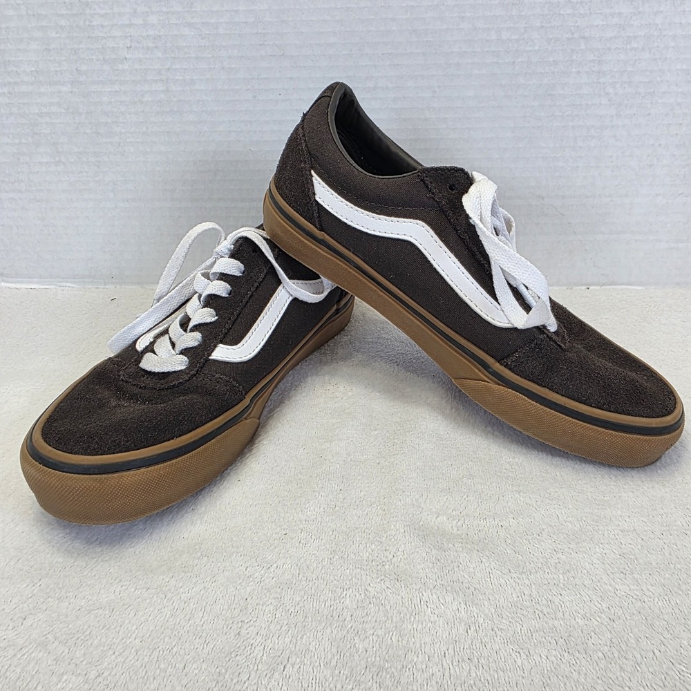 Vans Ward Kids Dark Brown Suede Canvas‎ Skate Shoes Sneakers Youth Size 4 US